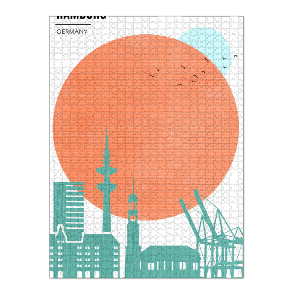 Puzzle Ravensburger "Hamburg Sunrise" artboxONE - Städte,Städte / Hamburg - Sonnenaufgang,Stadt,Sonne,Silhouette,Hamburg - Bild sonnenaufgang