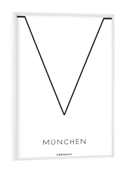Poster mit weißem Rahmen "Abstract München" artboxONE - Städte,Städte / München,Typografie,Schwarzweiß - Abstract,City,Stadt,Letter,Buchstabe,München