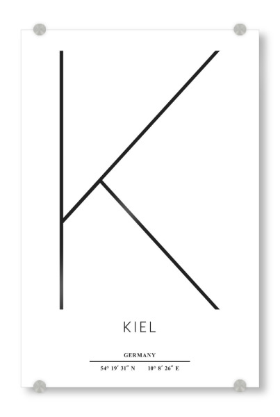 Acrylglasbild "Abstract Kiel" artboxONE - Städte,Typografie,Schwarzweiß - Abstrakt,Stadt,Stadt,Buchstabe,Kiel