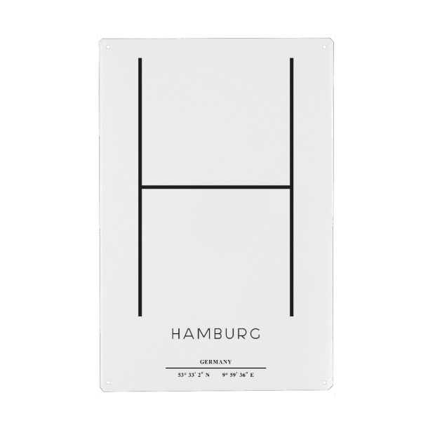 Holzbild "Abstract Hamburg" artboxONE - Städte,Städte / Hamburg,Schwarzweiß - Stadt,Buchstabe,H,Hamburg