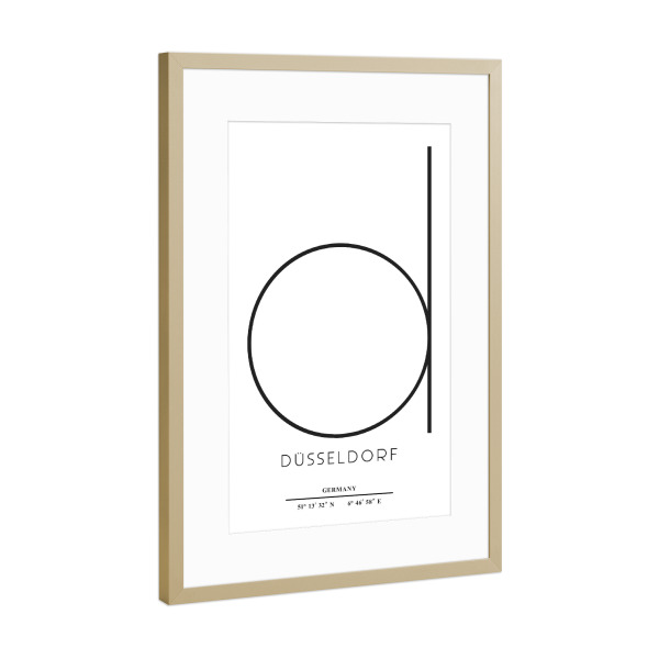 Poster mit Rahmen Gold "Abstract Düsseldorf" artboxONE - Städte,Tiere,Schwarzweiß,Städte / Düsseldorf