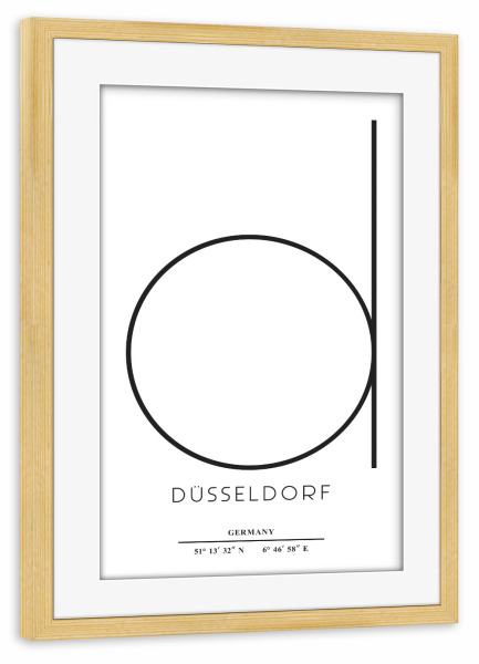 Poster mit Rahmen kiefer "Abstract Düsseldorf" artboxONE - Städte,Tiere,Schwarzweiß,Städte / Düsseldorf