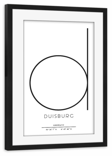 Poster mit Rahmen schwarz "Abstract Duisburg" artboxONE - Städte,Typografie,Schwarzweiß - Abstrakt,Stadt,Stadt,Buchstabe,Duisburg