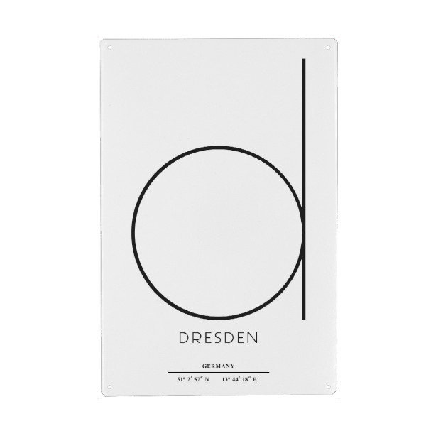 Metall Poster "Abstract Dresden" artboxONE - Städte,Typografie,Schwarzweiß - Abstrakt,Stadt,Stadt,Buchstabe,Dresden - Blechschild