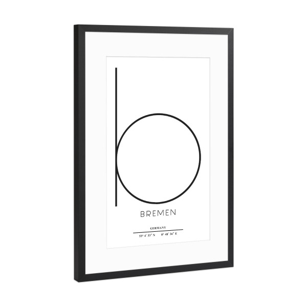 Poster mit Rahmen Schwarz (Metallic) "Abstract Bremen" artboxONE - Städte,Typografie,Schwarzweiß - Abstract,City,Stadt,Letter,Buchstabe,Bremen