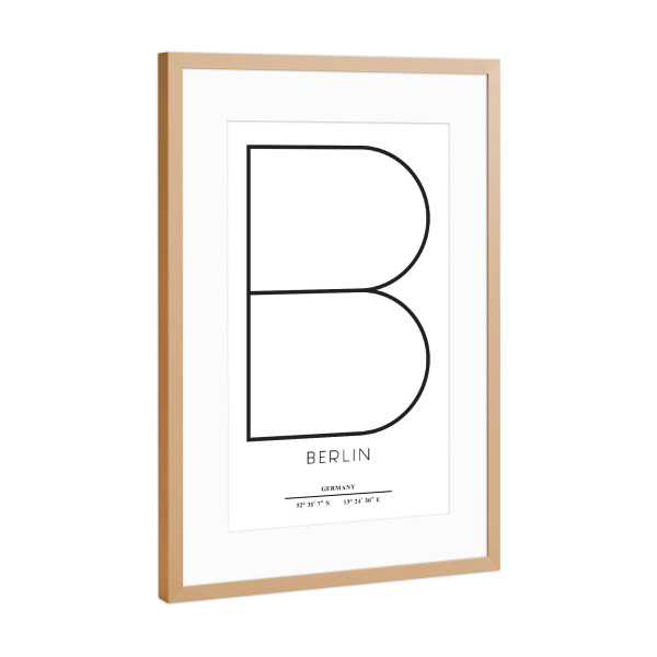 Poster mit Rahmen Kupfer "Abstract Berlin" artboxONE - Städte,Städte / Berlin,Typografie,Schwarzweiß - Abstract,City,Stadt,Letter,Buchstabe,Berlin