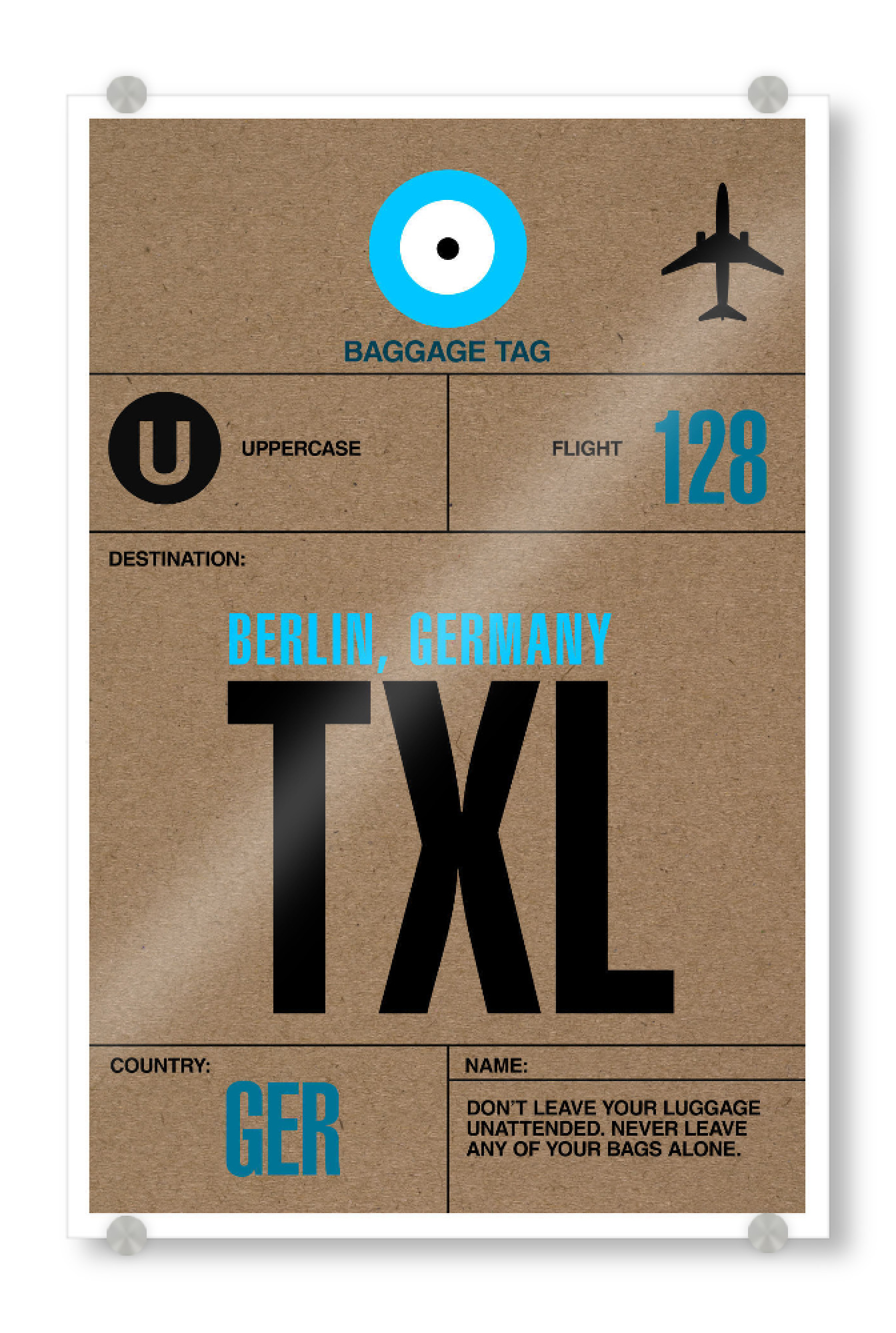 Acrylglasbild "Airport Tegel" artboxONE - Städte,Städte / Berlin,Typografie,Reise - Airport,Retro,Stadt,City,Flughafen,Tegel,Berlin
