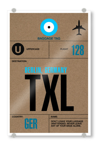 Acrylglasbild "Airport Tegel" artboxONE - Städte,Städte / Berlin,Typografie,Reise - Airport,Retro,Stadt,City,Flughafen,Tegel,Berlin