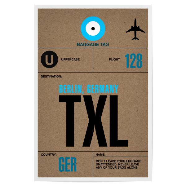 Poster "Airport Tegel" artboxONE - Städte,Städte / Berlin,Typografie,Reise - Airport,Retro,Stadt,City,Flughafen,Tegel,Berlin