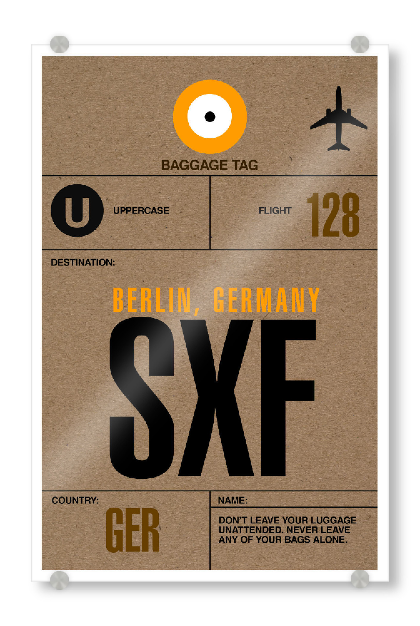 Acrylglasbild "Airport Schönefeld" artboxONE - Städte,Städte / Berlin,Typografie,Reise - Flughafen,Retro,Stadt,Stadt,Flughafen,Schönefeld,Berlin