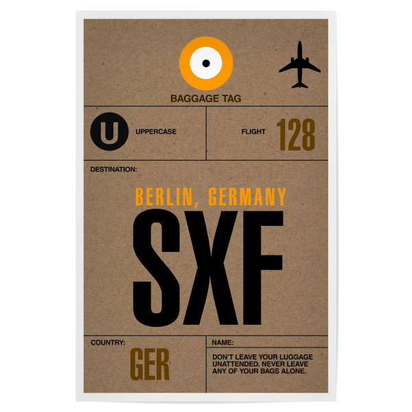 Poster 30x20 cm "Airport Schönefeld" artboxONE - Städte,Städte / Berlin,Typografie,Reise - Flughafen,Retro,Stadt,Stadt,Flughafen,Schönefeld,Berlin