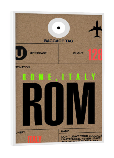 Poster mit weißem Rahmen "Airport Rom" artboxONE - Städte,Typografie,Reise,Städte / Rom - Airport,Retro,Stadt,City,Flughafen,Rom