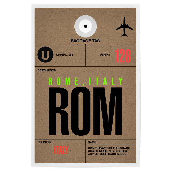 Poster "Airport Rom" artboxONE - Städte,Typografie,Reise,Städte / Rom - Airport,Retro,Stadt,City,Flughafen,Rom