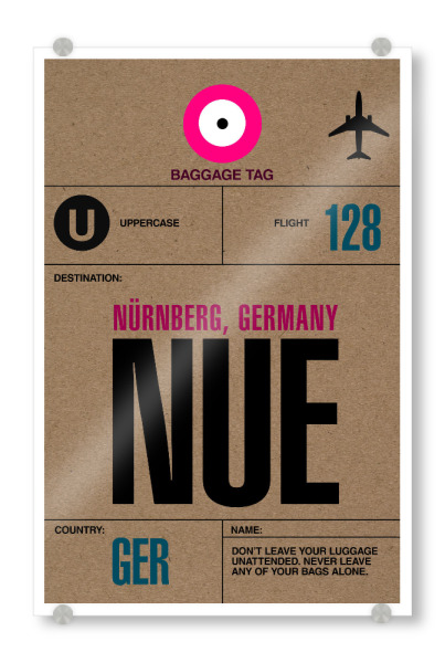 Acrylglasbild "Airport Nürnberg" artboxONE - Städte,Typografie,Reise - Airport,Retro,Stadt,City,Flughafen,Nürnberg
