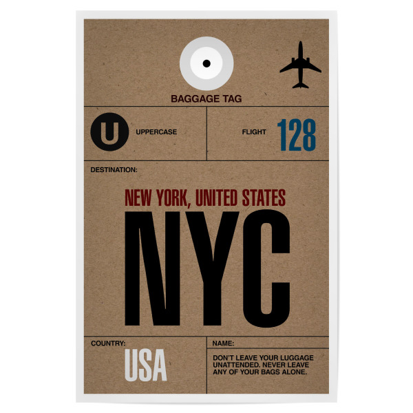 Poster 30x20 cm "Airport New York" artboxONE - Städte,Städte / New York,Typografie,Reise - Airport,Retro,Stadt,City,Flughafen,New york
