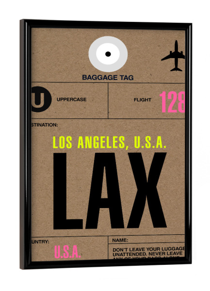 Poster mit schwarzem Rahmen "Airport Los Angeles" artboxONE - Städte,Typografie,Reise,Städte / Los Angeles