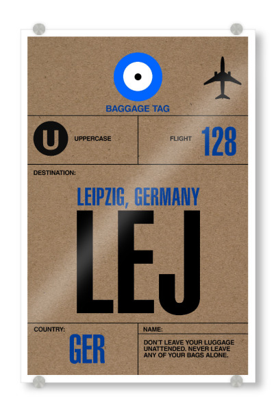 Acrylglasbild "Airport Leipzig" artboxONE - Städte,Typografie,Reise - Airport,Retro,Stadt,City,Flughafen,Leipzig