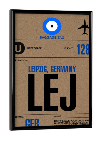 Poster mit schwarzem Rahmen "Airport Leipzig" artboxONE - Städte,Typografie,Reise - Airport,Retro,Stadt,City,Flughafen,Leipzig