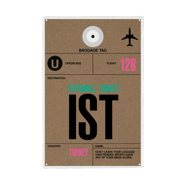 Holzbild "Airport Istanbul" artboxONE - Städte,Typografie,Reise - Airport,Retro,Stadt,City,Flughafen,Istanbul