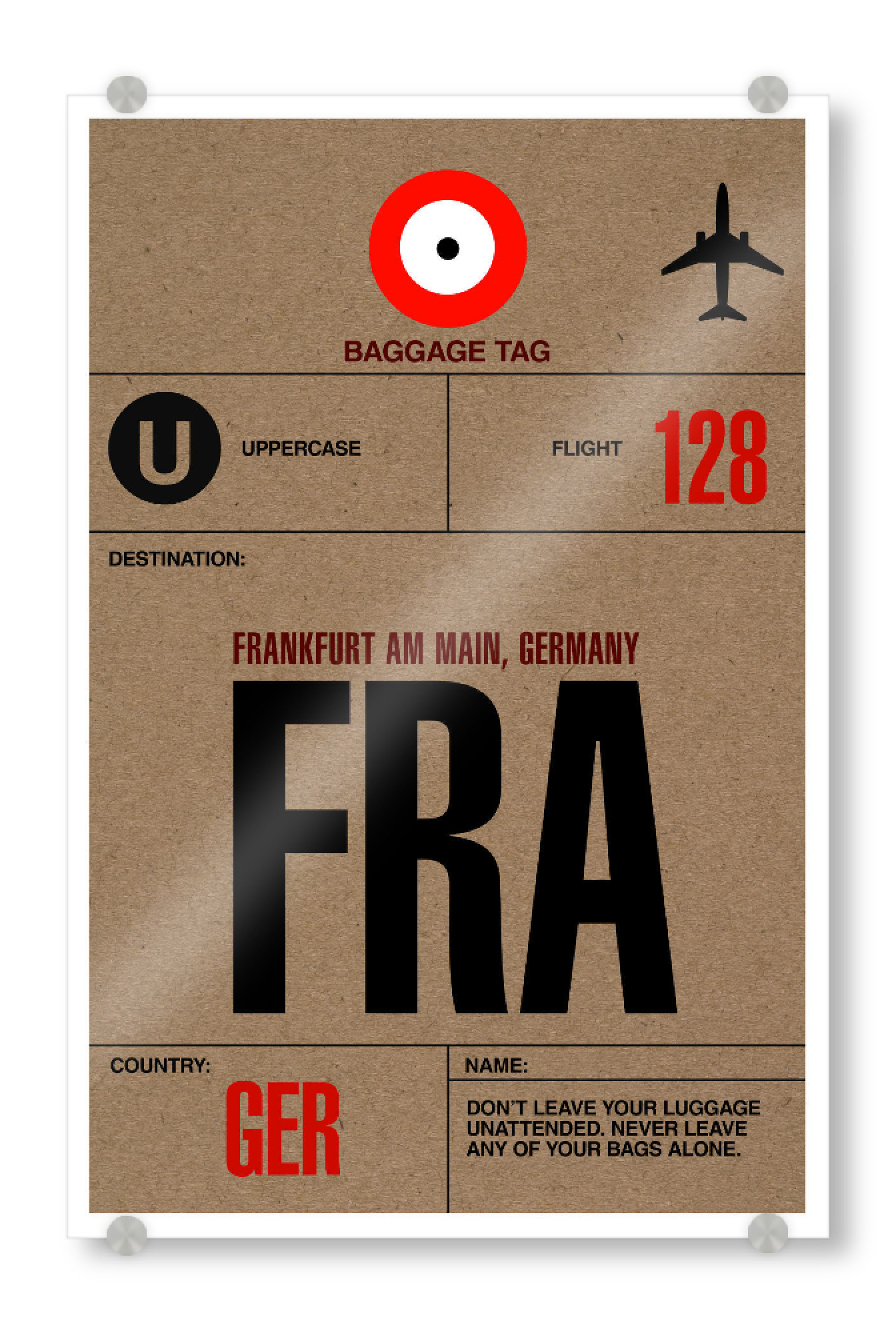 Acrylglasbild "Airport Frankfurt" artboxONE - Städte,Typografie,Reise,Städte / Frankfurt - Airport,Retro,Stadt,City,Flughafen,Frankfurt