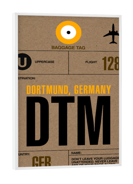 Poster mit weißem Rahmen "Airport Dortmund" artboxONE - Städte,Typografie,Reise - Airport,Retro,Stadt,City,Flughafen,Dortmund