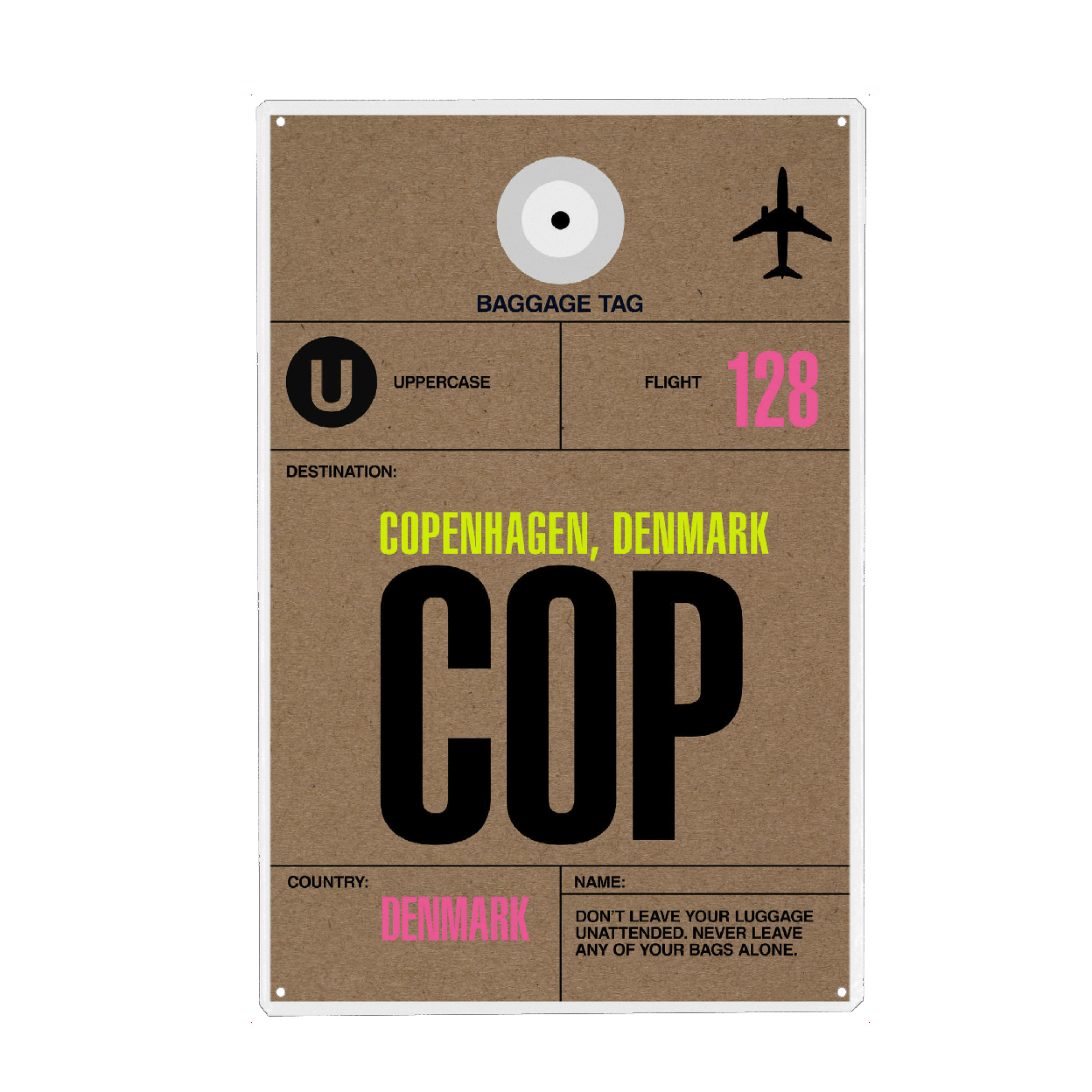 Holzbild "Airport Copenhagen" artboxONE - Städte,Typografie,Reise - Flughafen,Retro,Stadt,Stadt,Flughafen,Kopenhagen