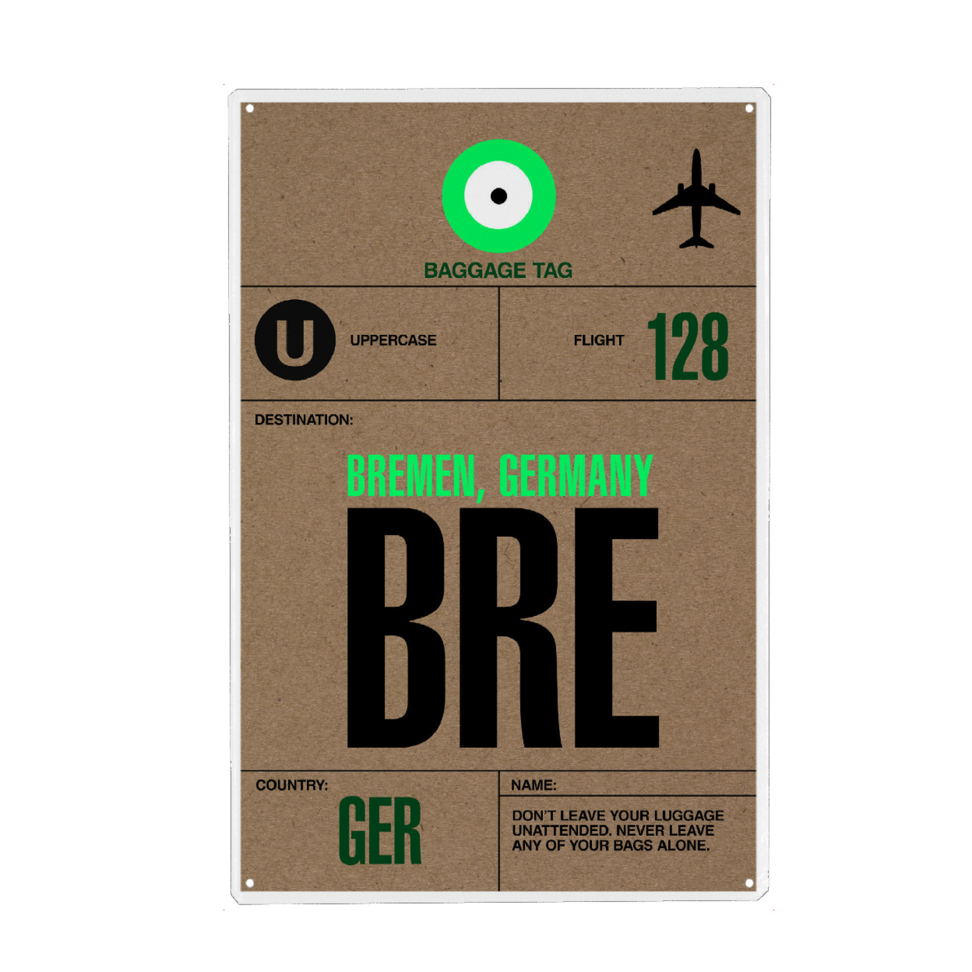Metall Poster "Airport Bremen" artboxONE - Städte,Typografie,Reise - Airport,Retro,Stadt,City,Flughafen,Bremen - Blechschild
