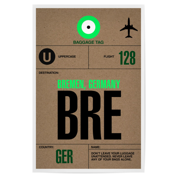 Poster 30x20 cm "Airport Bremen" artboxONE - Städte,Typografie,Reise - Airport,Retro,Stadt,City,Flughafen,Bremen