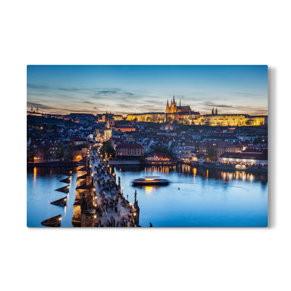 Galerie-Print "Charles Bridge on Vltava river in Prague, Czech Republic at late sunset, night" 30x20 cm artboxONE