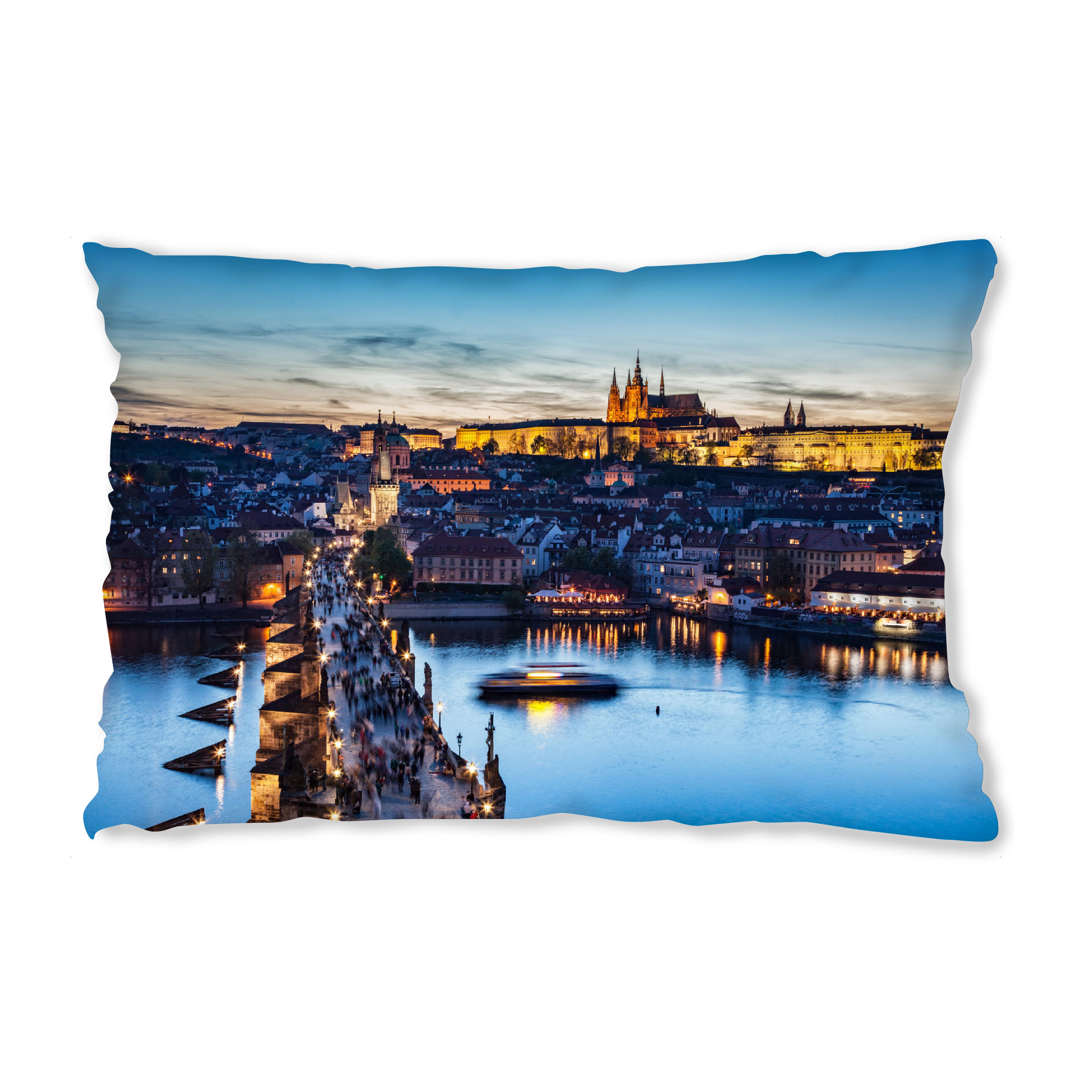 Design-Kissen "Charles Bridge on Vltava river in Prague, Czech Republic at late sunset, night" artboxONE - Städte / Prag