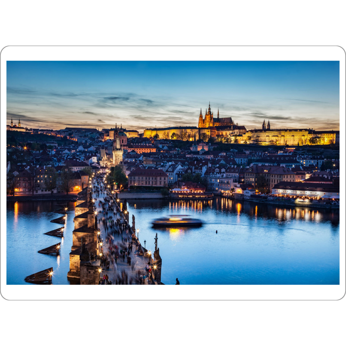 Tischset "Charles Bridge on Vltava river in Prague, Czech Republic at late sunset, night" artboxONE - Städte / Prag