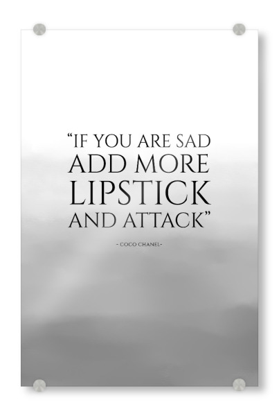 Acrylglasbild "ADD LIPSTICK" artboxONE - Typografie,Schwarzweiß