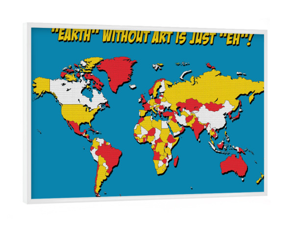 Poster mit weißem Rahmen "Pop Art Map" artboxONE - Reise,Comic,Abstrakt,Kartografie