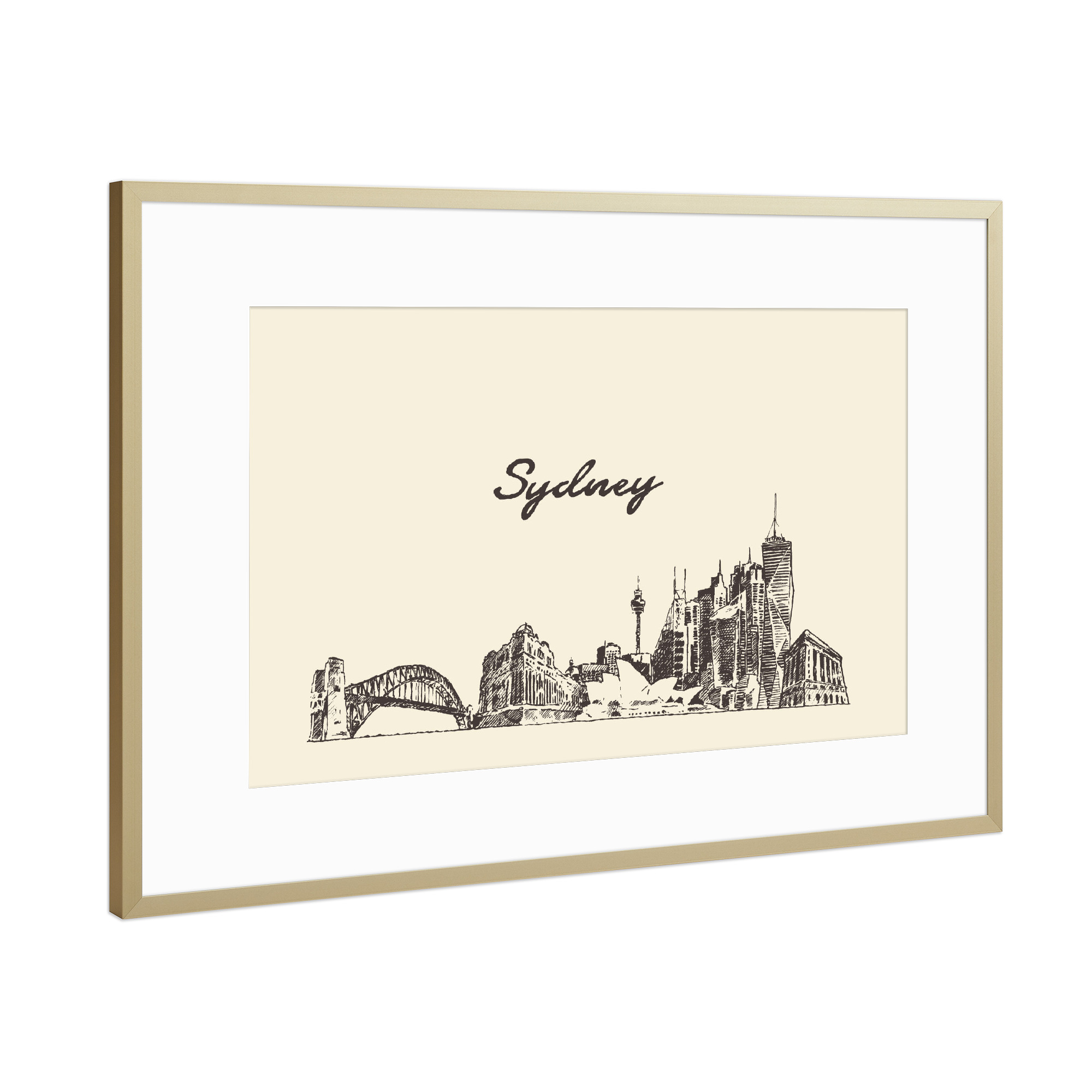 Poster mit Rahmen Gold "Sydney" artboxONE - Städte,Reise,Architektur,Städte / Sydney