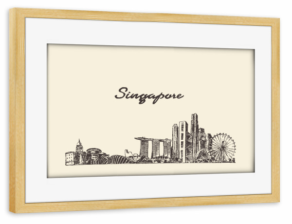 Poster mit Rahmen kiefer "Singapore" artboxONE - Städte,Reise,Architektur,Reise / Asien,Städte / Singapur