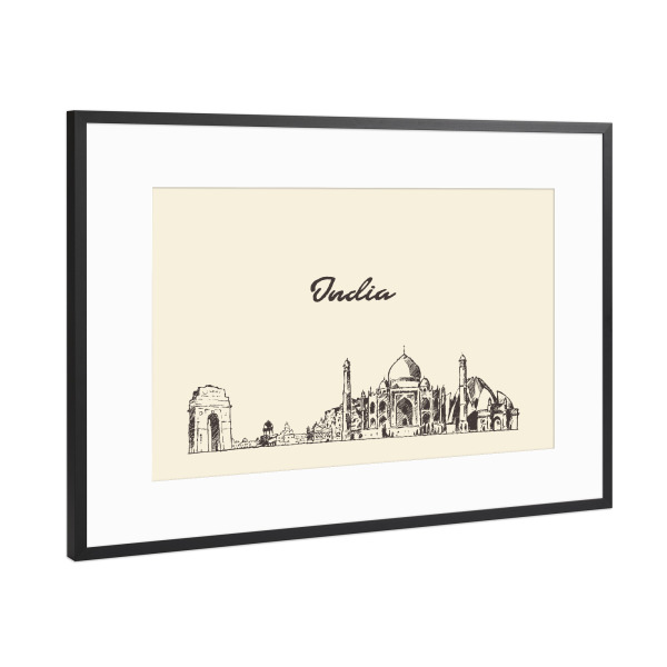 Poster mit Rahmen Schwarz (Metallic) "India 2" artboxONE - Reise,Architektur,Reise / Asien