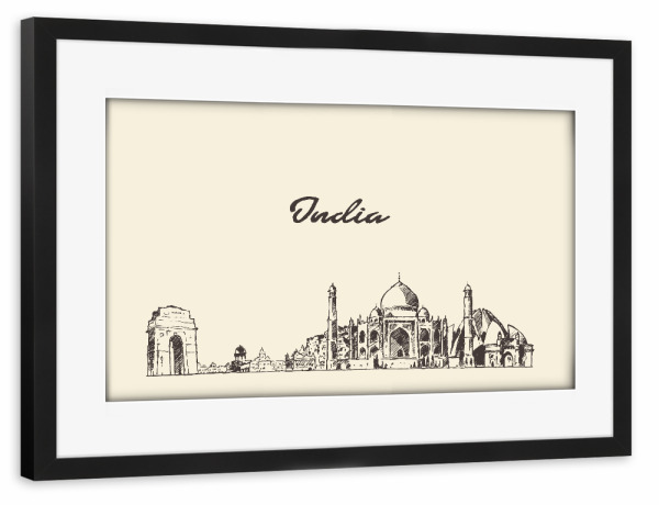 Poster mit Rahmen schwarz "India 2" artboxONE - Reise,Architektur,Reise / Asien