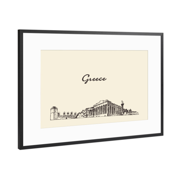 Poster mit Rahmen Schwarz (Metallic) "Greece" artboxONE - Reise,Architektur