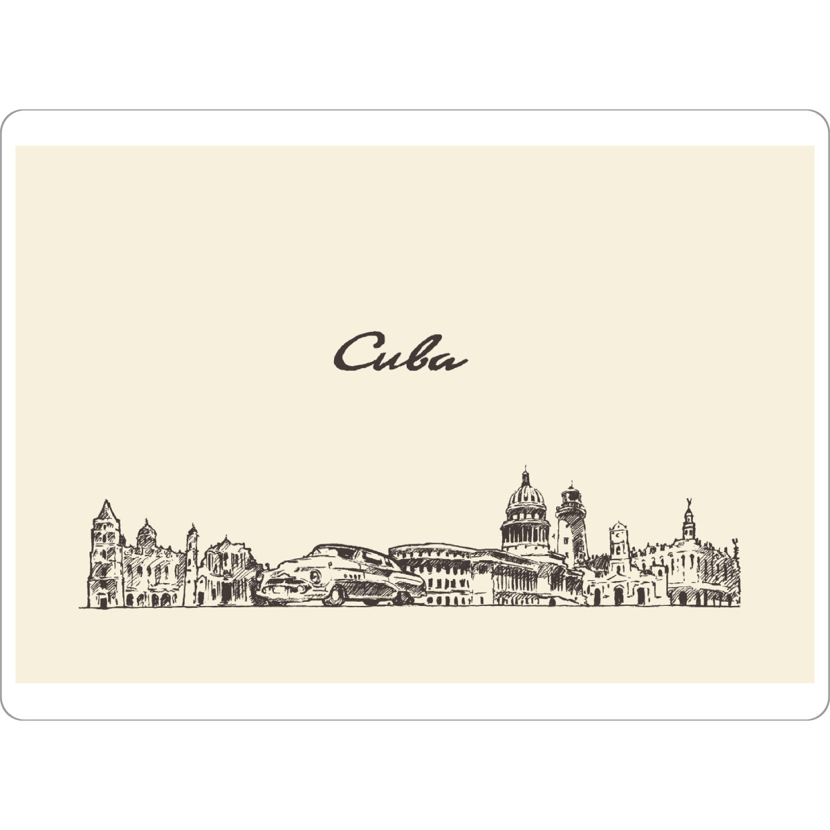 Tischset "Cuba" artboxONE - Reise,Architektur - Straße,Skizzieren,Vektor,Zeichnen,Tinte,Bleistift,Amerika,Skyline,Stadtbild,Landschaft,Kuba