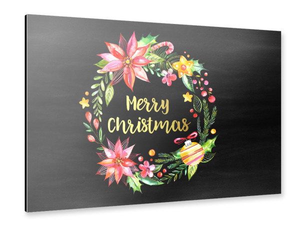 Alu-Dibond "Merry Christmas Chalkboard Landscape" 30x20 cm artboxONE