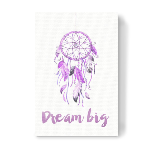 Leinwandbild "Dream Big Purple Dream Catcher" artboxONE - Typografie,Natur,Floral
