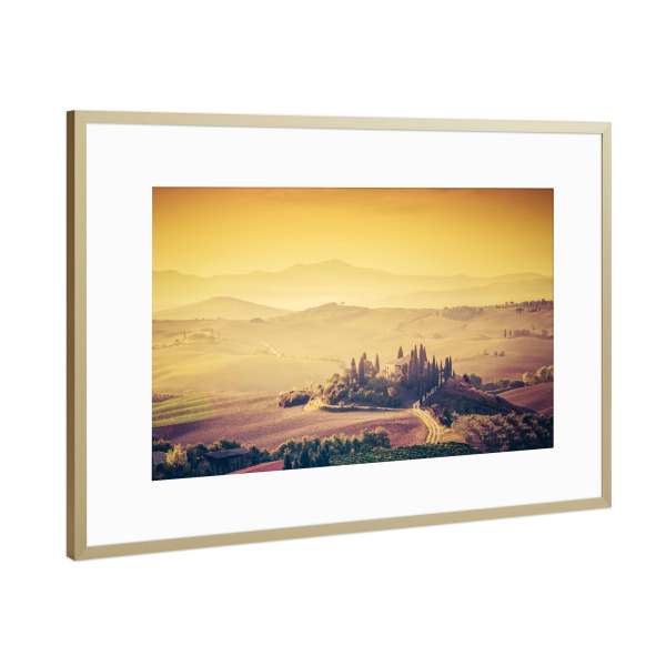 Poster mit Rahmen Gold "Tuscany, Italy landscape 2" artboxONE - Natur,Reise