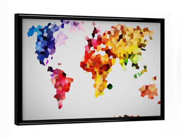 Poster mit schwarzem Rahmen "Low poly style world map" artboxONE - Reise,Abstrakt