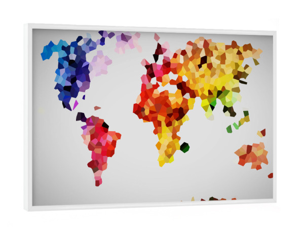 Poster mit weißem Rahmen "Low poly style world map" artboxONE - Reise,Abstrakt