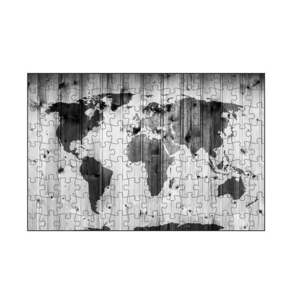 artboxONE Puzzle "World map on wooden wall" artboxONE - Reise,Abstrakt,Schwarzweiß - Wooden,Holz,World map,Weltkarte - Bild wooden