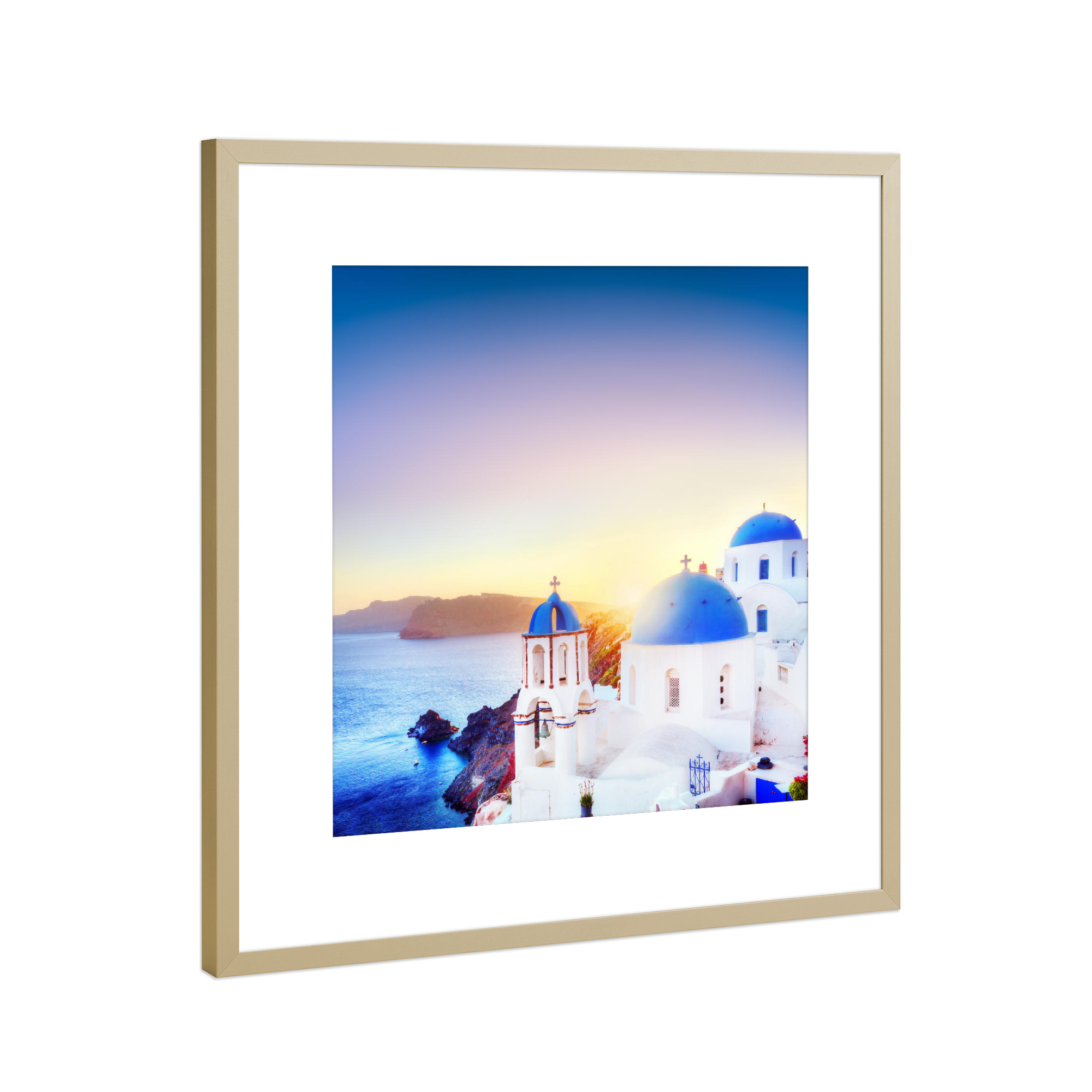 Poster mit Rahmen Gold "Oia town on Santorini, Greece" artboxONE - Reise,Reise / Strand und Meer