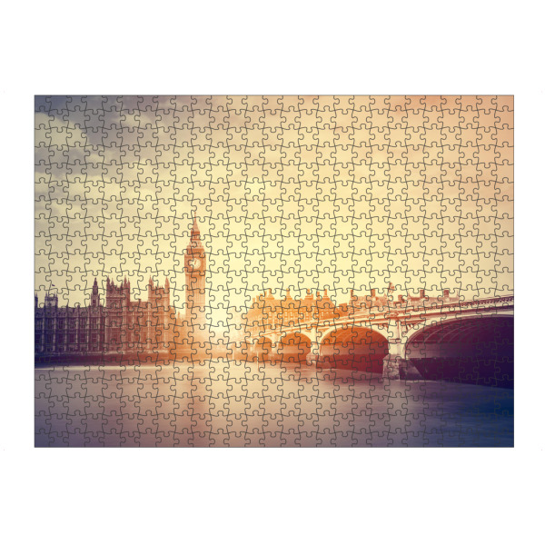 Puzzle Ravensburger "Big Ben, Westminster Bridge on River Thames in London, the UK. Vintage 2" artboxONE - Städte,Städte / London,Reise