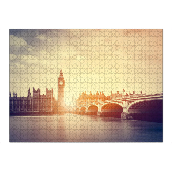 Puzzle Ravensburger "Big Ben, Westminster Bridge on River Thames in London, the UK. Vintage 2" artboxONE - Städte,Städte / London,Reise