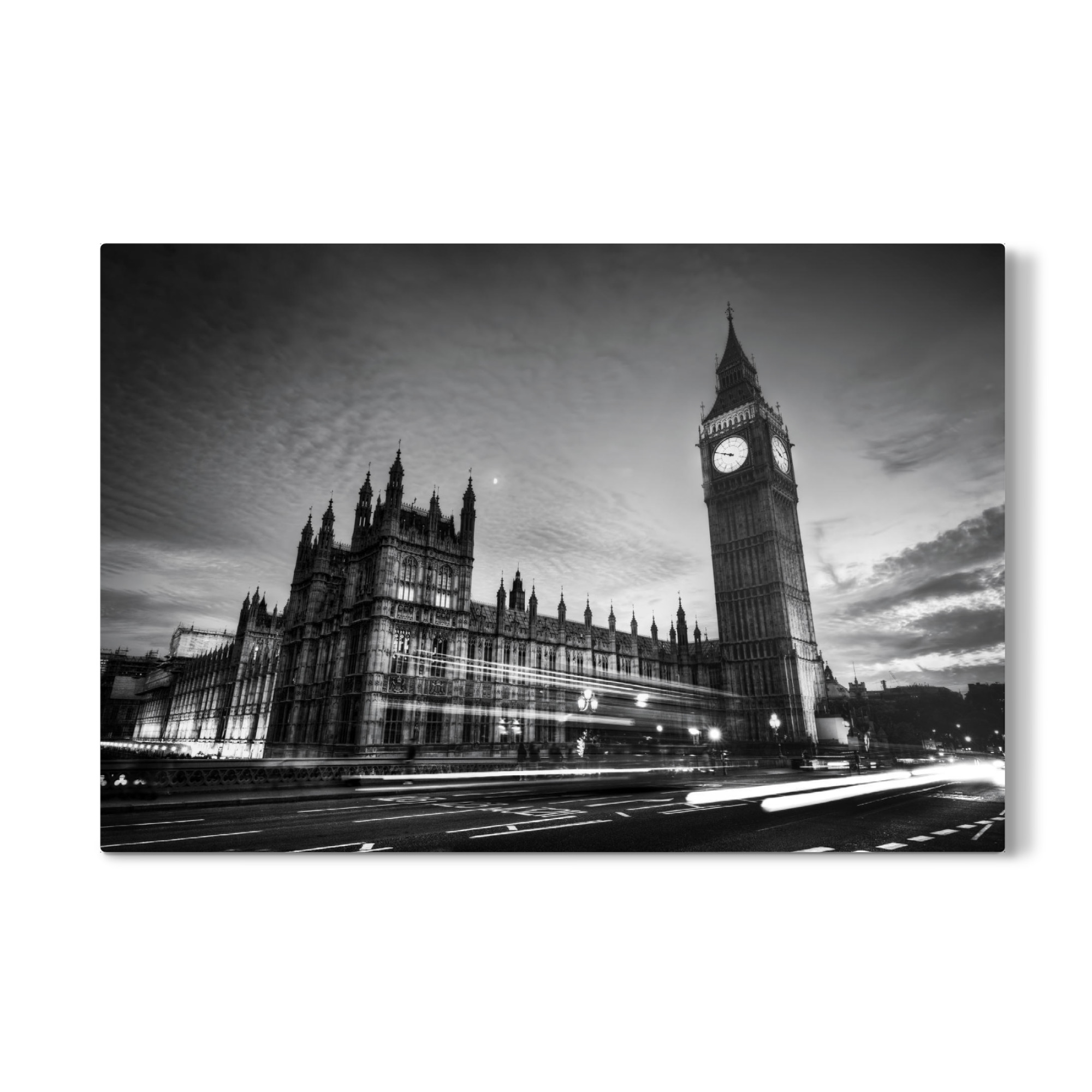 Galerie-Print "Red bus, Big Ben and Westminster Palace in London, the UK. at night. Black and white" 75x50 cm artboxONE