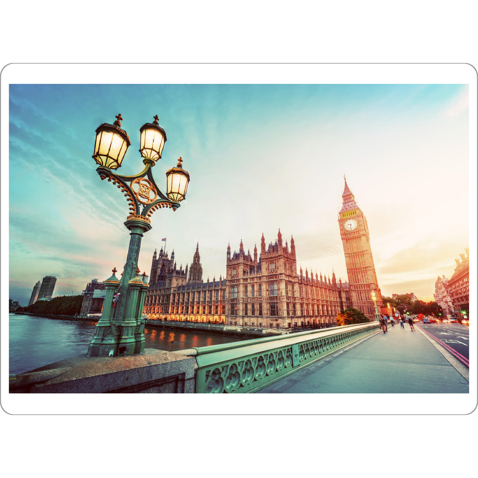 Tischset "Big Ben, London the UK at sunset. Retro street lamp light on Westminster Bridge. Vintage" artboxONE - Städte,Städte / London,Reise